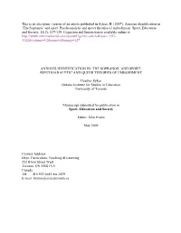 The Sopranos’ and Sport: Psychoanalytic and Queer Theories of Embodiment