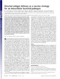 Directed Antigen Delivery As a Vaccine Strategy for an Intracellular Bacterial Pathogen