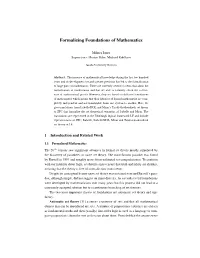 Formalizing Foundations of Mathematics