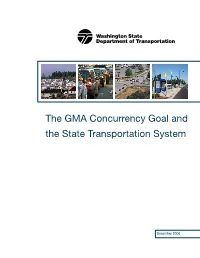 GMA Concurrency Goal and the State Transportation System