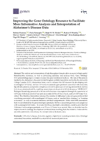 Improving the Gene Ontology Resource to Facilitate More Informative Analysis and Interpretation of Alzheimer’S Disease Data