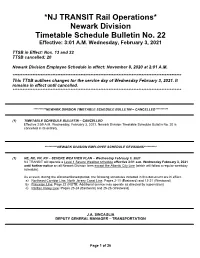 NJ TRANSIT Rail Operations* Newark Division Timetable Schedule Bulletin No