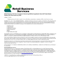 Retail Business Services Commits to Removing Artificial Ingredients from All Private Brand Products for Consumers by 2025