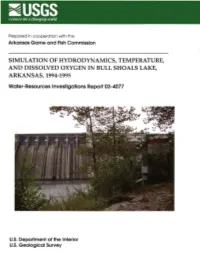 Simulation of Hydrodynamics, Temperature, and Dissolved Oxygen in Bull Shoals Lake, Arkansas, 1994-1995