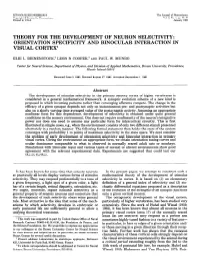 Theory for the Development of Neuron Selectivity: Orientation Specificity and Binocular Interaction in Visual Cortex1