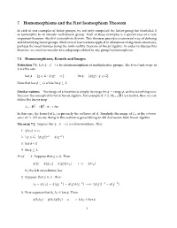 7 Homomorphisms and the First Isomorphism Theorem