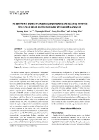 Inferences Based on ITS Molecular Phylogenetic Analyses