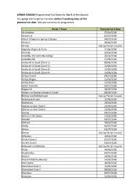 URBAN GRASSS Programmed Cut Dates for Cut 3 of the Season Our Gangs Aim to Get to the Area Within 5 Working Days of the Planned Cut Date