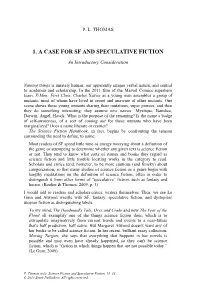 1. a Case for Sf and Speculative Fiction