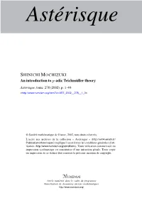 An Introduction to P-Adic Teichmüller Theory Astérisque, Tome 278 (2002), P