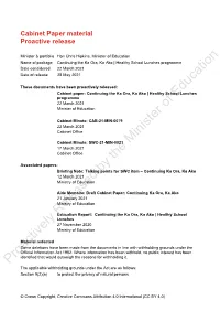 Continuing the Ka Ora, Ka Ako | Healthy School Lunches Programme Date Considered 22 March 2021 Date of Release 28 May 2021