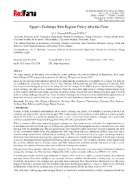 Egypt's Exchange Rate Regime Policy After the Float