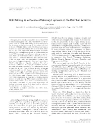 Gold Mining As a Source of Mercury Exposure in the Brazilian Amazon