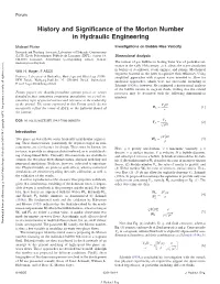 History and Significance of the Morton Number in Hydraulic Engineering