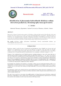 Identification of Glucosamine Hydrochloride Diclofenac Sodium Interaction Products by Chromatography-Mass Spectrometry