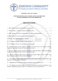 Jessenic View on Gnosis (Thirteen Points Of