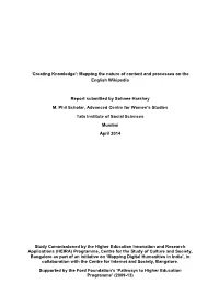 Mapping the Nature of Content and Processes on the English Wikipedia