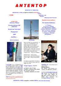 Thanks to Our Authors: in the Issue: Antennas Theory! Prof