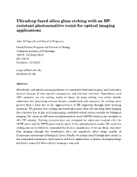 Ultradeep Fused Silica Glass Etching with an HF- Resistant Photosensitive Resist for Optical Imaging Applications