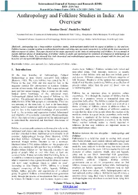 Anthropology and Folklore Studies in India: an Overview