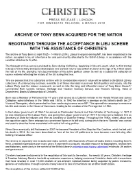Archive of Tony Benn Acquired for the Nation