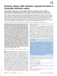 Dramatic Dietary Shift Maintains Sequestered Toxins in Chemically Defended Snakes