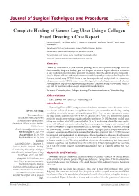 Complete Healing of Venous Leg Ulcer Using a Collagen Based Dressing a Case Report