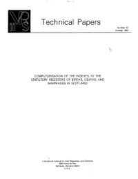 Computerisation of the Indexes to the Statutory Registers of Births, Deaths and Marriages in Scotland
