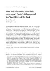 Dante's Eclogues and the World Beyond the Text