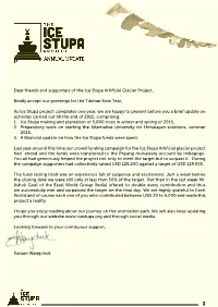 Dear Friends and Supporters of the Ice Stupa Artificial Glacier Project
