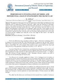 Performance Investigation of Wheel and Differential Axles in Engineering Mechanics Lab