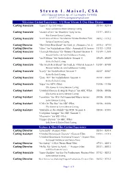 Steve Maisel Casting Resume 4-2014.Xlsx