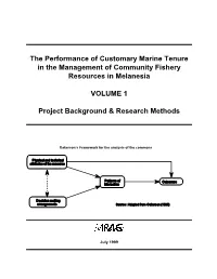 The Performance of Customary Marine Tenure in the Management of Community Fishery Resources in Melanesia
