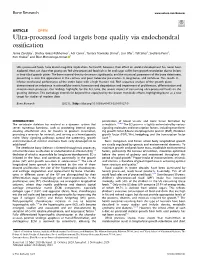 Ultra-Processed Food Targets Bone Quality Via Endochondral Ossification