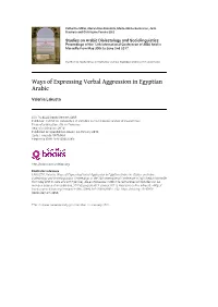 Ways of Expressing Verbal Aggression in Egyptian Arabic