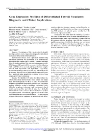 Gene Expression Profiling of Differentiated Thyroid Neoplasms: Diagnostic and Clinical Implications