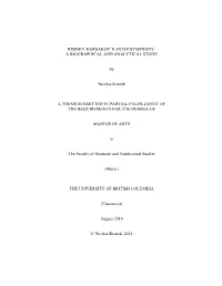 RIMSKY-KORSAKOV's ANTAR SYMPHONY: a BIOGRAPHICAL and ANALYTICAL STUDY by Nicolas Krusek a THESIS SUBMITTED in PARTIAL FULFILLM