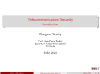 Telecommunication Security Introduction