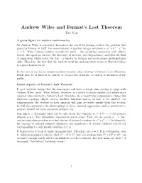 Andrew Wiles and Fermat's Last Theorem
