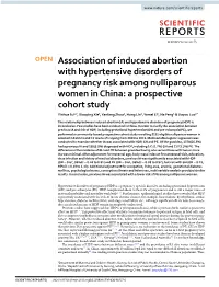 Association of Induced Abortion with Hypertensive Disorders Of