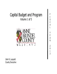 Capital Budget and Program I Volume 1 of 5 S C