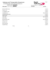 Highways and Transportation Department Page 1 List Produced Under Section 36 of the Highways Act