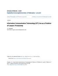 ICT) Use As a Predictor of Lawyers’ Productivity