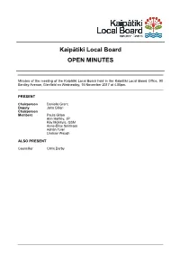 Minutes of Kaipātiki Local Board