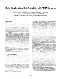 Rethinking Database High Availability with RDMA Networks