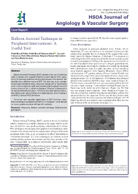 Balloon Assisted Technique in Peripheral Interventions: a Use- Ful Tool