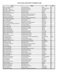 Class of 2021 College & Post Secondary Plans-1