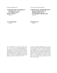 Consolidation of Highway Designation And