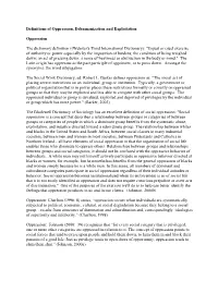 Definitions of Oppression, Dehumanization and Exploitation