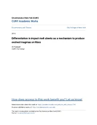 Differentiation in Impact Melt Sheets As a Mechanism to Produce Evolved Magmas on Mars
